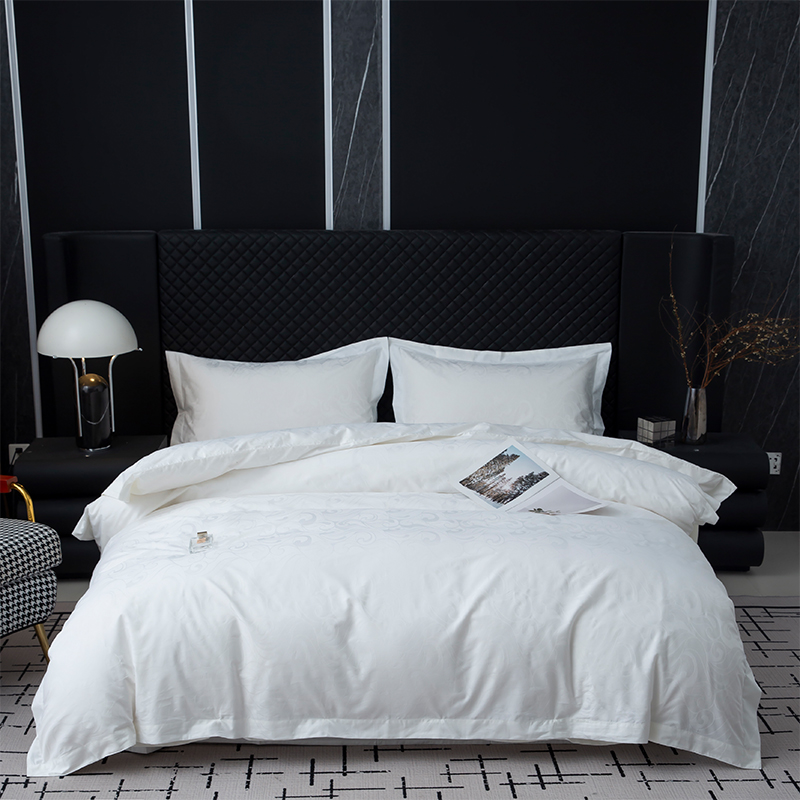 Nova posteljina za spavaću sobu od 100% pamučnog satena od jacquard bijelog lana