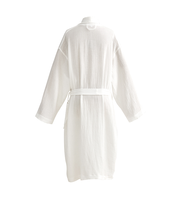 Hotelski kućni ogrtač od dvoslojne gaze pamučne tkanine sa šal ovratnikom Hotelski kućni ogrtač od dvoslojne gaze pamučne tkanine sa šal ovratnikom