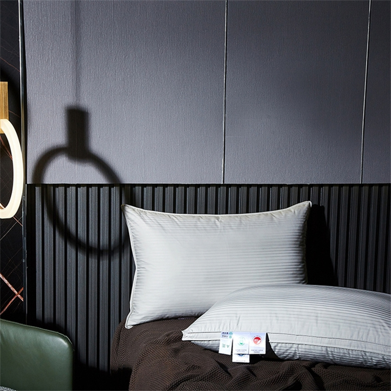 Duck Down Three Layers Filling Pillow Sateen Stripe Pillow Duck Down Three Layers Filling Pillow Sateen Stripe Pillow