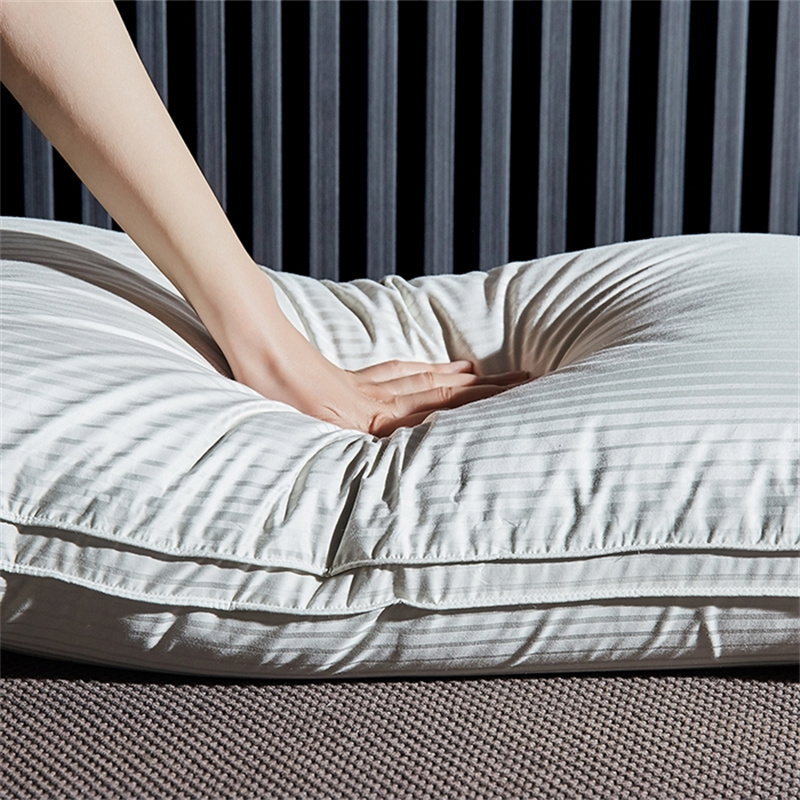 Duck Down Three Layers Filling Pillow Sateen Stripe Pillow Duck Down Three Layers Filling Pillow Sateen Stripe Pillow