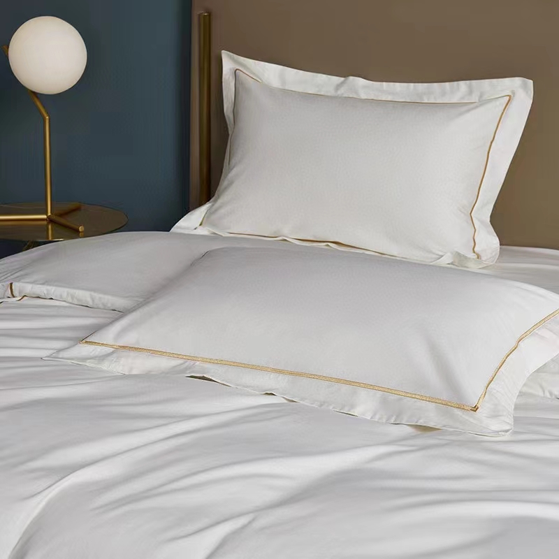 Jednoredni vez 100% pamuk bijeli 300TC set posteljine Navlaka za poplun Jednoredni vez 100% pamuk bijeli 300TC set posteljine Navlaka za poplun